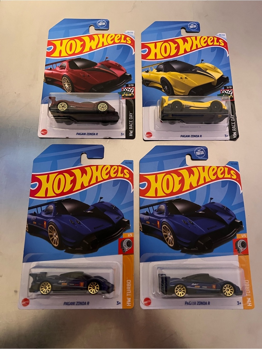 Hot Wheels Pagani Zonda R Lot of 4 – Red, Yellow, Blue (x2)